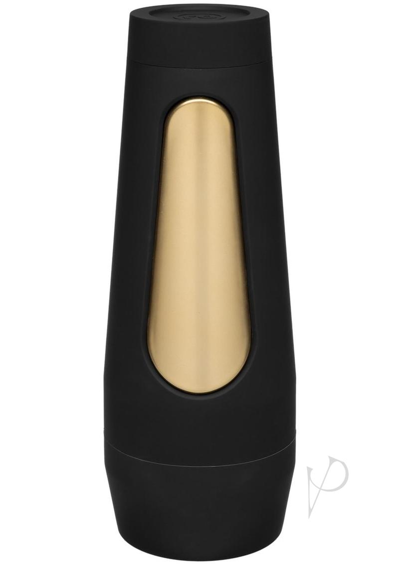 Main Squeeze Endurance Trainer Ultraskyn Pussy Stroker in sleek black and gold design