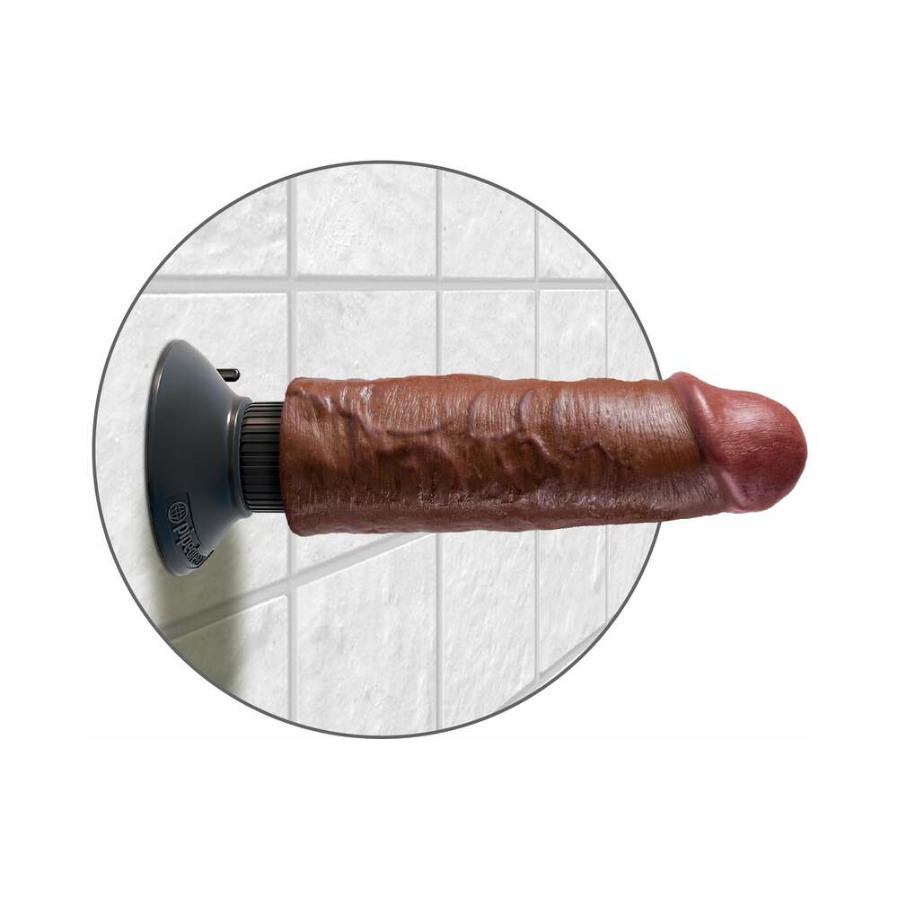 King Cock 6 inches Vibrating Cock Poseable Dildo With Suction Cup Brown