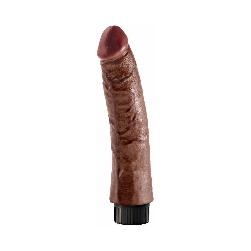 King Cock 7 inches Vibrating Cock Poseable Dildo With Suction Cup Brown