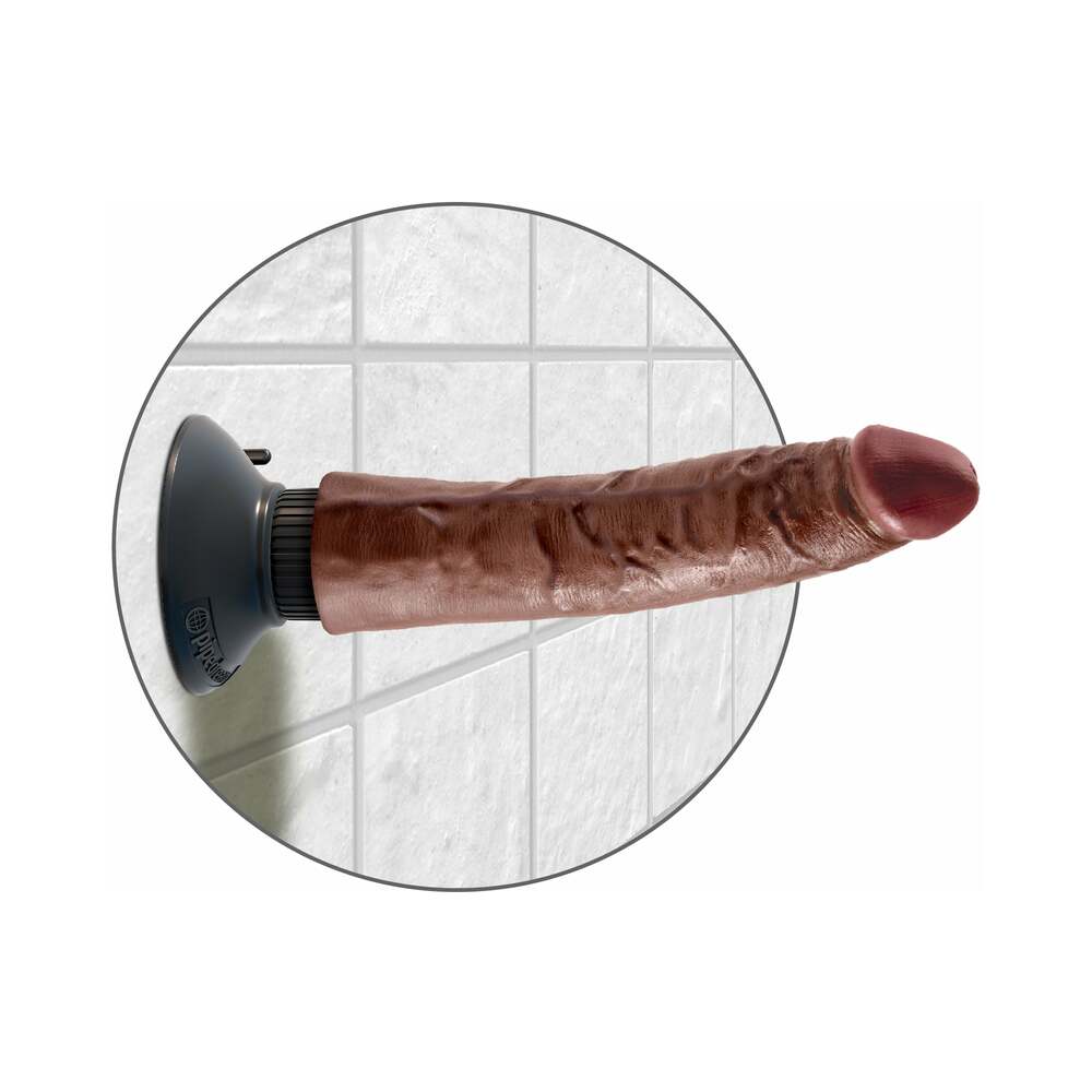 King Cock 7 inches Vibrating Cock Poseable Dildo With Suction Cup Brown