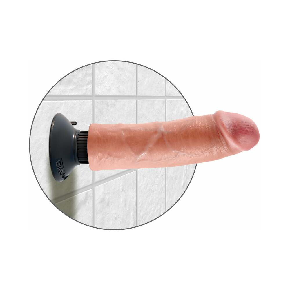 King Cock 8 inches Vibrating Cock Poseable Dildo With Suction Cup Beige