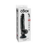 King Cock 9 inches Vibrating Cock With Balls Poseable Suction Cup Dildo Black