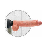 King Cock 10 inches Vibrating Cock With Balls Poseable Suction Cup Dildo Beige