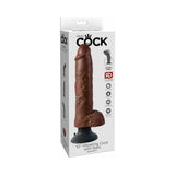 King Cock 10 inches Vibrating Cock With Balls Poseable Suction Cup Dildo Brown
