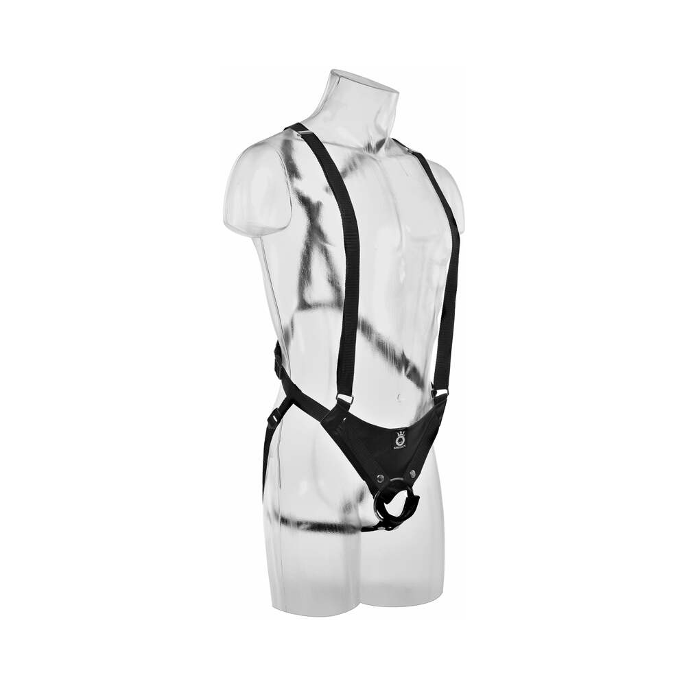 King Cock Adjustable 10 inches Hollow Strap-On Suspender System Beige/Black
