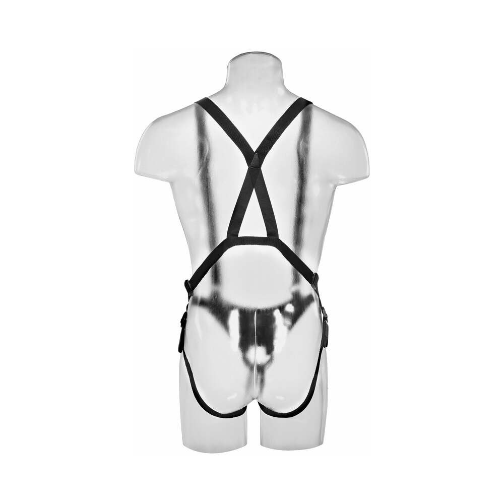 King Cock Adjustable 10 inches Hollow Strap-On Suspender System Beige/Black