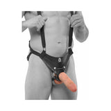 King Cock Adjustable 10 inches Hollow Strap-On Suspender System Beige/Black