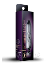 RO 80mm Single Speed Bullet Vibrator Chrome packaging showcasing sleek design and compact size.
