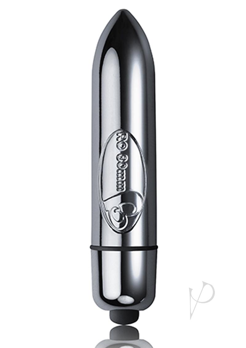 RO 80mm Single Speed Bullet Vibrator Chrome in sleek chrome finish for focused stimulation.