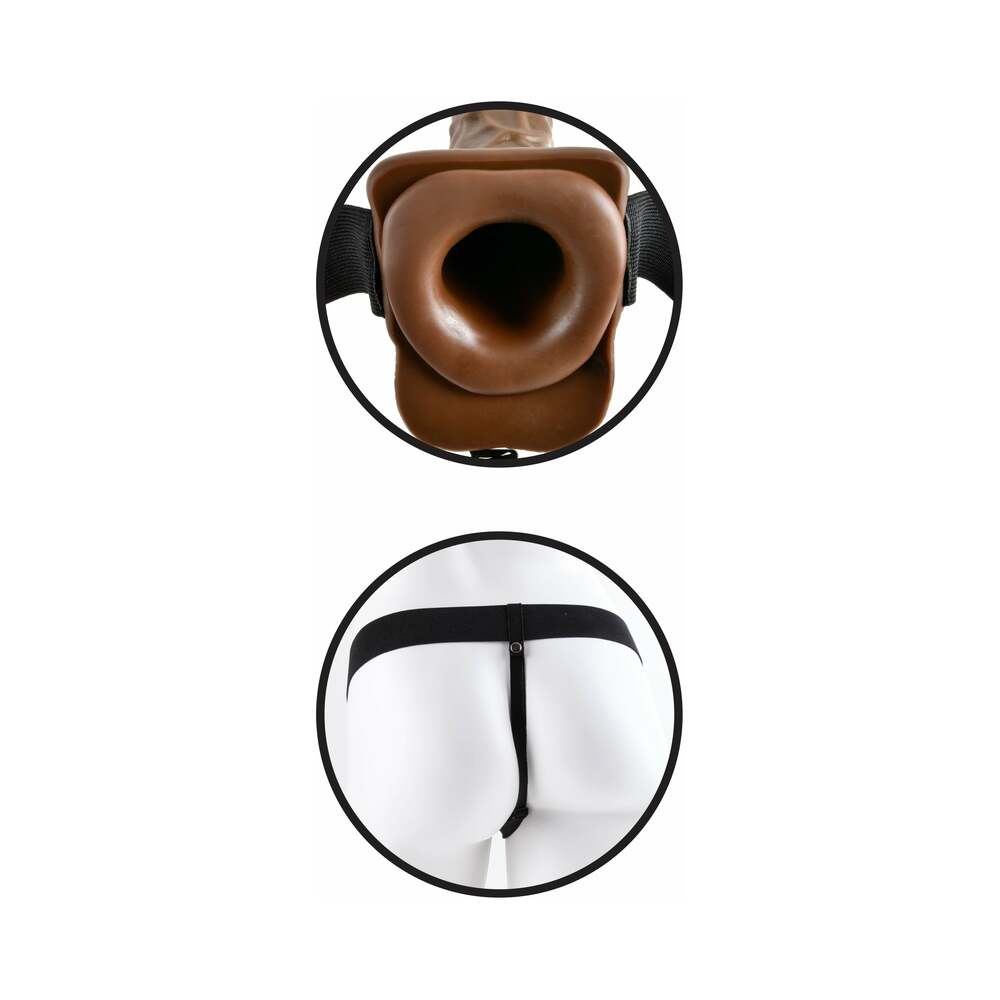 Fetish Fantasy Series 7 inches Vibrating Hollow Strap-On with Balls Brown/Black