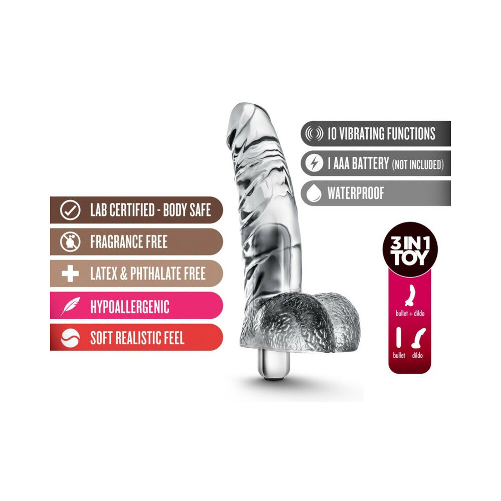 Naturally Yours Vibrating Ding Dong with Balls 6.5 inches Clear