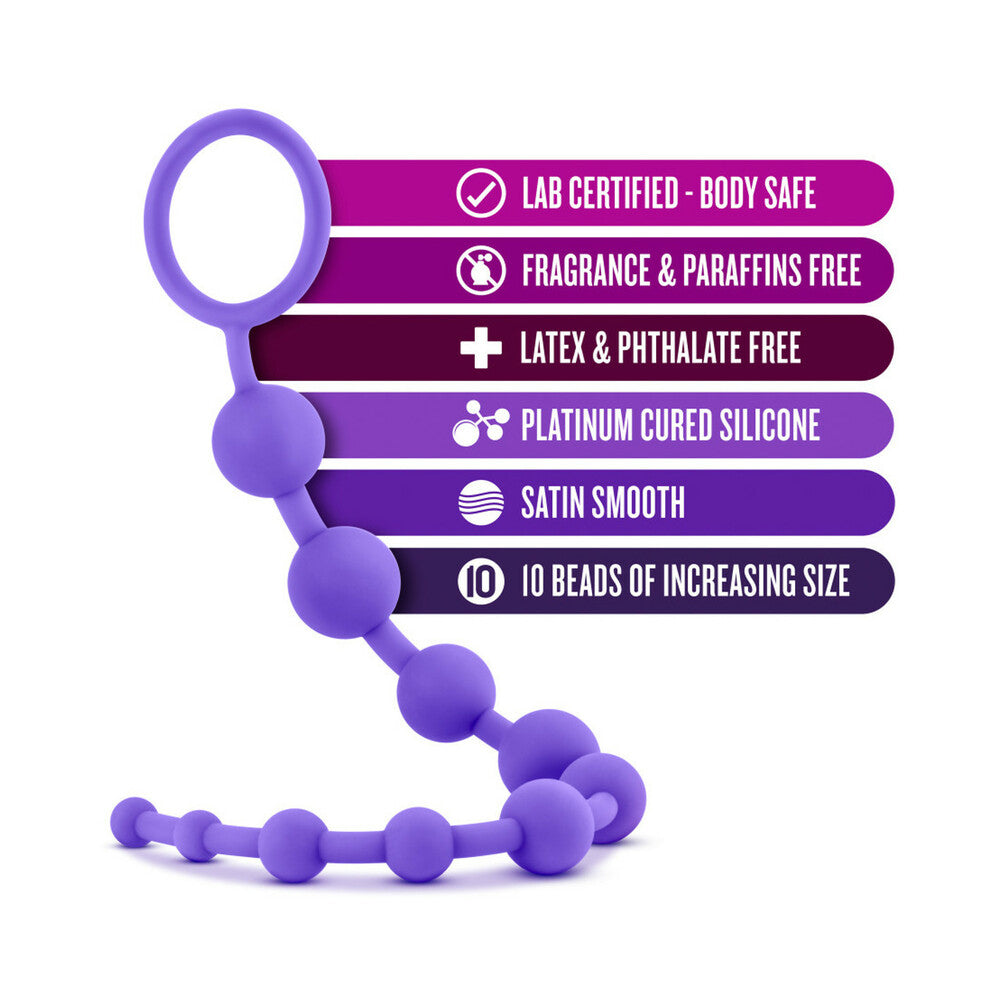 Blush Luxe Silicone 10 Beads for Anal Play Purple