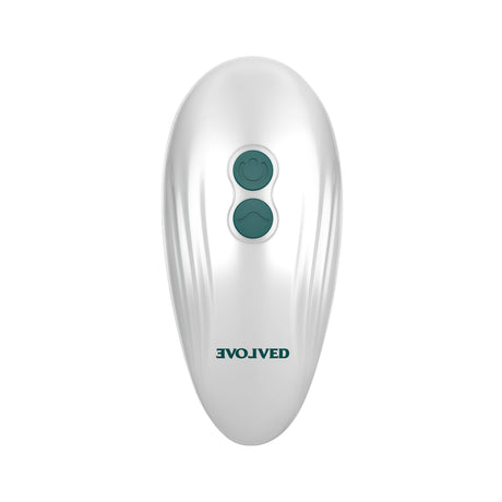 Evolved Palm Pleasure Teal Rechargeable Vibrator with ergonomic design and control buttons for personalized pleasure.