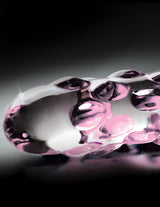Icicles No 7 Glass Dildo 7 Inch Clear Pink, elegant hand-crafted glass massager with unique bubble design.