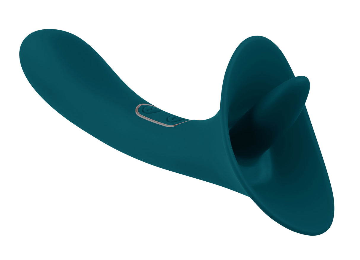 Playboy Pleasure True Indulgence Vibrator Deep Teal, featuring a smooth design with two distinct sensations for ultimate pleasure.