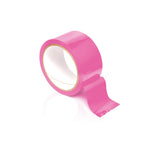 Fetish Fantasy Series Pleasure Tape Pink in a roll, showcasing shiny, non-sticky bondage tape for restraint play.