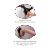 Real Feel Deluxe No 2 6.5 inch Vibrating Dildo Flesh with harness compatibility and strong suction cup base.
