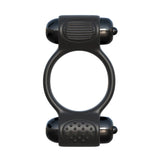 Fantasy C-ringz Magic Touch Couples Ring Black, dual-action vibrating cock ring, body-safe silicone design.