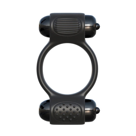 Fantasy C-ringz Magic Touch Couples Ring Black, dual-action vibrating cock ring, body-safe silicone design.