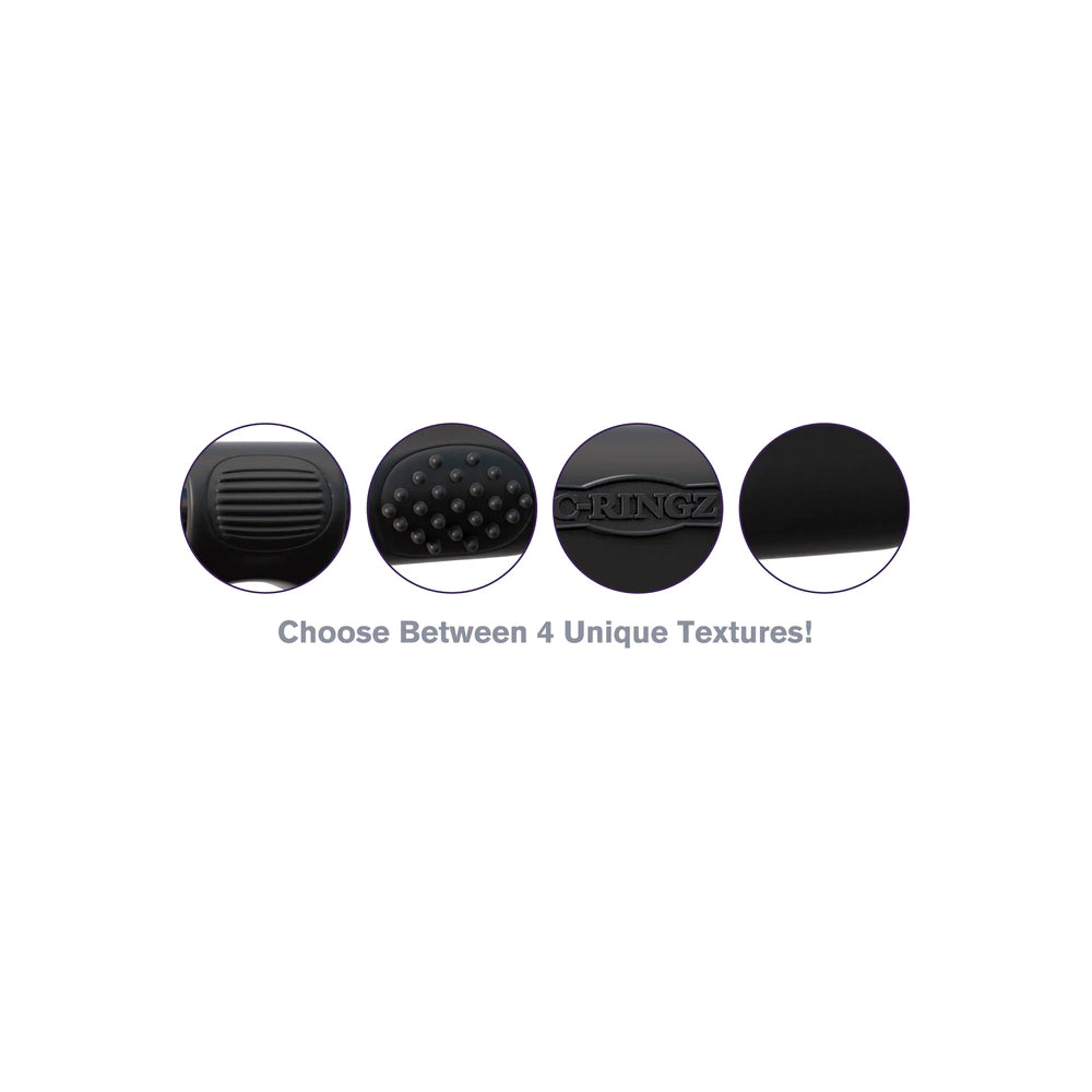 Fantasy C-ringz Magic Touch Couples Ring Black showing four unique textures for enhanced pleasure.