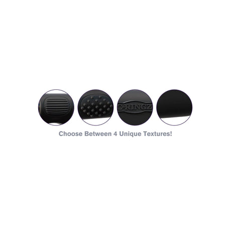 Fantasy C-ringz Magic Touch Couples Ring Black showing four unique textures for enhanced pleasure.