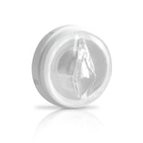 Pipedream Extreme Toyz Mega-Bator Pussy Masturbator detailed view, showcasing the clear sleeve design.