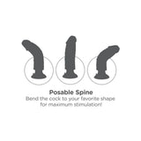 Posable spine of King Cock 7 inches Vibrating Dildo With Balls Flesh allows for flexible positioning for maximum stimulation.