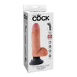 King Cock 7 inches Vibrating Dildo With Balls Flesh in packaging highlighting its realistic design and posable spine.