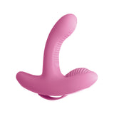 Threesome Rock N' Grind Silicone G-Spot Vibrator in pink, designed for dual stimulation and enhanced pleasure.