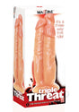 MASSIVE Triple Threat 3 Cock Silicone Dildo Vanilla packaging featuring three distinct shafts for adventurous play.