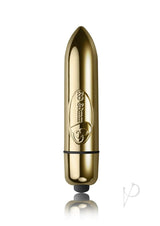 Rocks Off Silhouette Be Mine Bullet Vibrator Set Black in gold color, highlighting its sleek design and pleasure features.