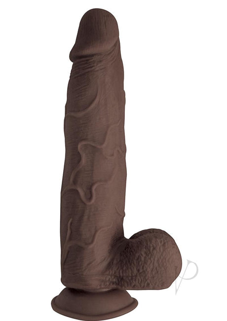 Realcocks Dual Layered #9 Bendable Dildo 9 inch Chocolate in a realistic design with a firm core and soft outer surface.