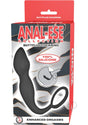 Anal-Ese Collection Silicone Cock Ring with Butt Plug Black packaging showcasing a silicone butt plug and cock ring.