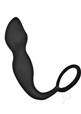 Anal-Ese Collection Silicone Cock Ring with Butt Plug Black, a dual-action toy for enhanced stimulation.