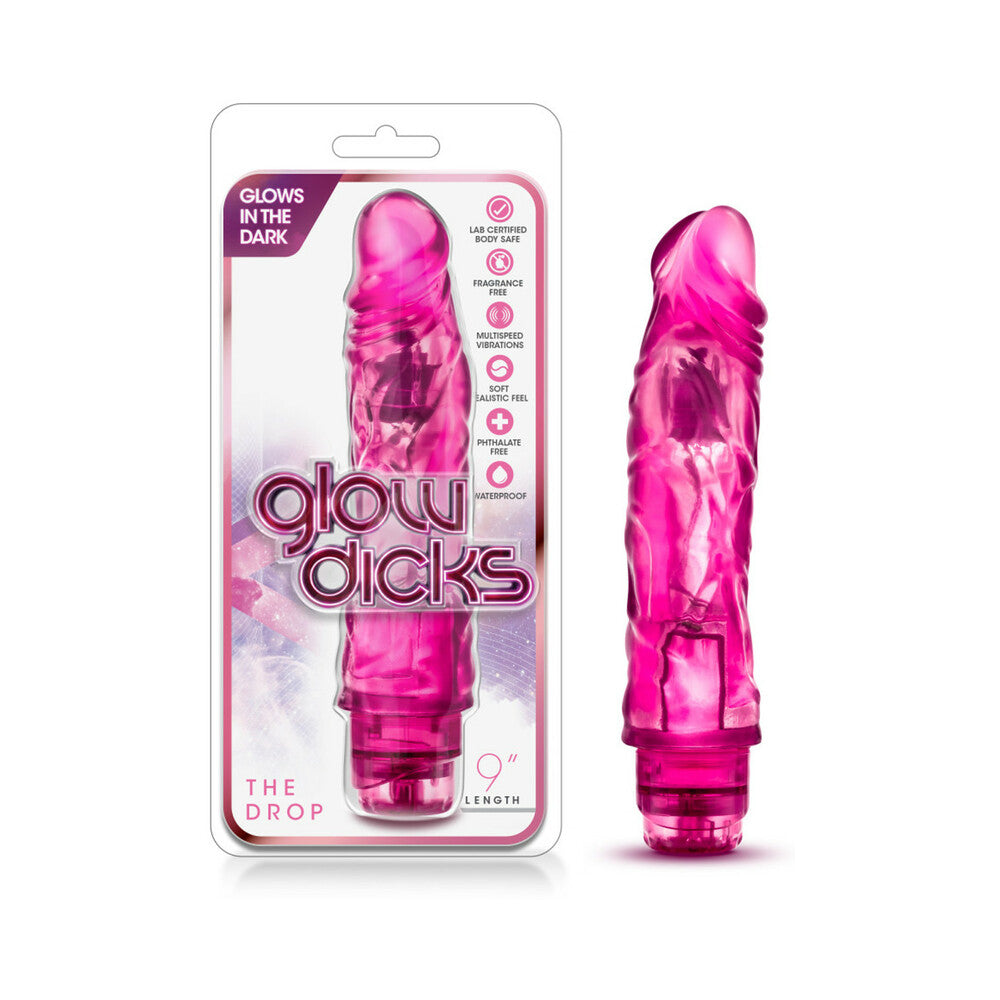 Blush Glow Dicks The Drop Realistic 8.5 inches Vibrating Dildo Pink