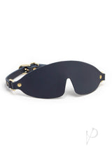 Bondage Couture Blindfold Blue featuring stylish design in blue with gold accents for sensory play.
