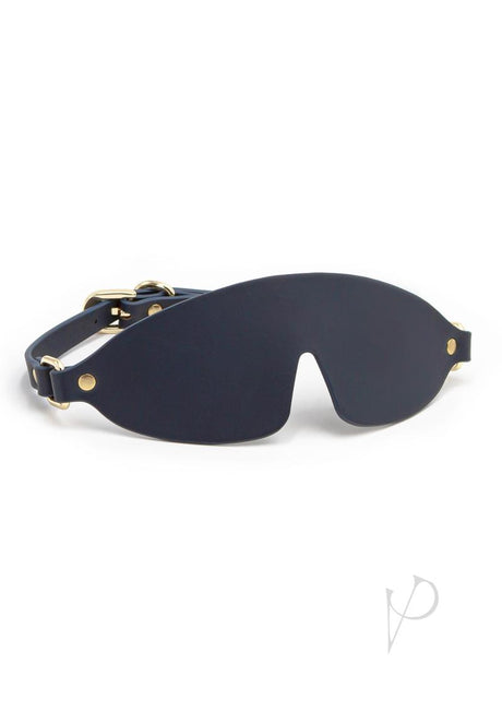 Bondage Couture Blindfold Blue featuring stylish design in blue with gold accents for sensory play.