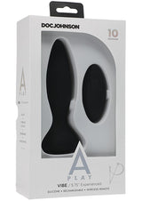 A-Play Vibe Experienced Anal Plug with Remote Control Black in its packaging, showcasing the powerful design and remote.