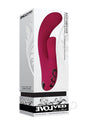 Red Dream Rechargeable Silicone Vibrator Burgundy in packaging showcasing its design and features.