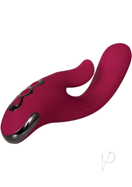 Red Dream Rechargeable Silicone Vibrator Burgundy with dual motors and flexible design for optimal pleasure.