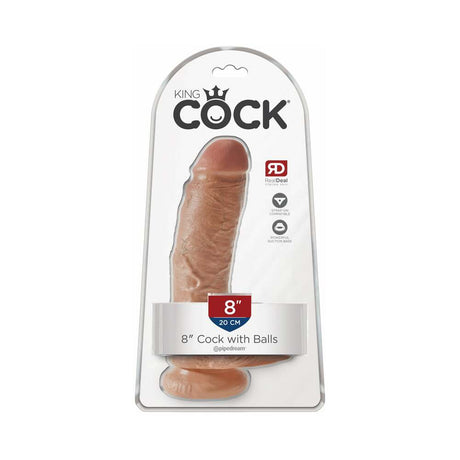 King Cock 8 in. Cock With Balls Realistic Suction Cup Dildo Tan