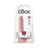 King Cock 6 inches Cock With Balls Realistic Suction Cup Dildo Beige
