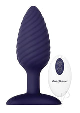 Zero Tolerance Wicked Twister Vibrating Butt Plug Purple with a remote control for enhanced pleasure.