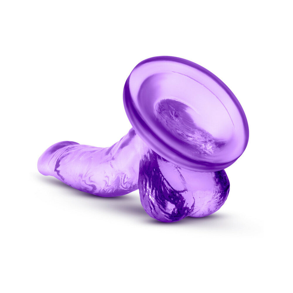 Naturally Yours 4 inches Mini Cock Realistic Dildo with Balls Purple
