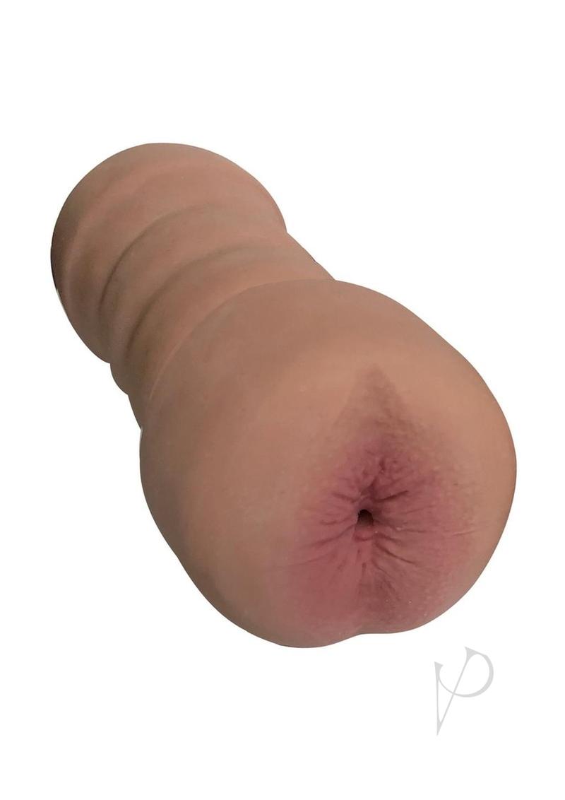 Mistress Alexis and Brianna Vibrating Stroker Caramel - detailed double-ended stroker with lifelike openings.