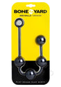 Boneyard Ass Ballz Silicone Anal Beads Medium Black packaging with black beads on yellow background.