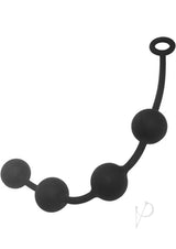 Boneyard Ass Ballz Silicone Anal Beads Medium Black with four smooth balls and flexible connection in matte black finish.
