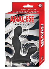 Anal-Ese Silicone P-Spot Prostate Stimulator Black packaging with P-Spot Exciter branding and USB charging.