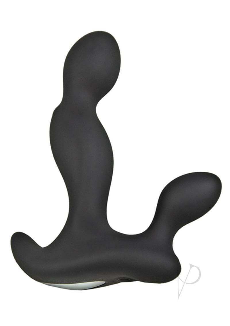 Anal-Ese Silicone P-Spot Prostate Stimulator Black showcased from above, featuring an ergonomic design for targeted pleasure.
