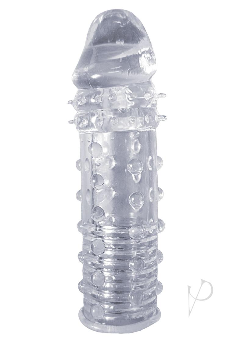 Super Sleeve 1 Penis Extender Clear, a textured clear sleeve for added length and stimulation.